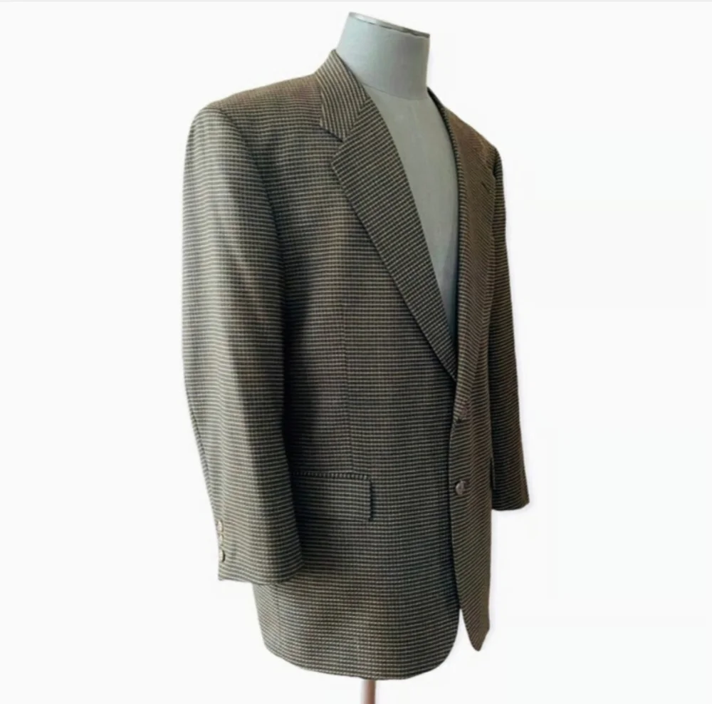 GIVENCHY Brown Black 2 Button Front Slim Dress Blazer Suit Jacket Sz 40R EXC